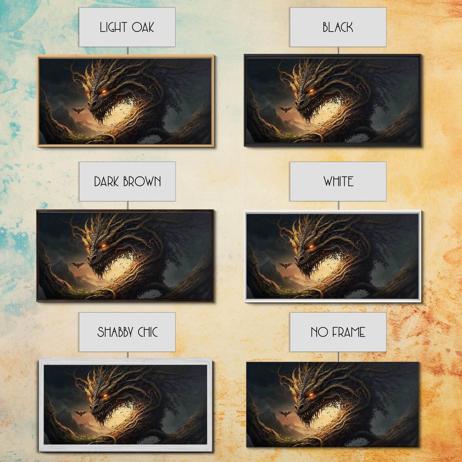 Forest Dragon Nidhogg, Norse Mythology, Framed Canvas Print, Fantasy Dragon Art, Fantasy Decor - 10x20 Inches / Gallery Wrap Canvas - Ready To Hang