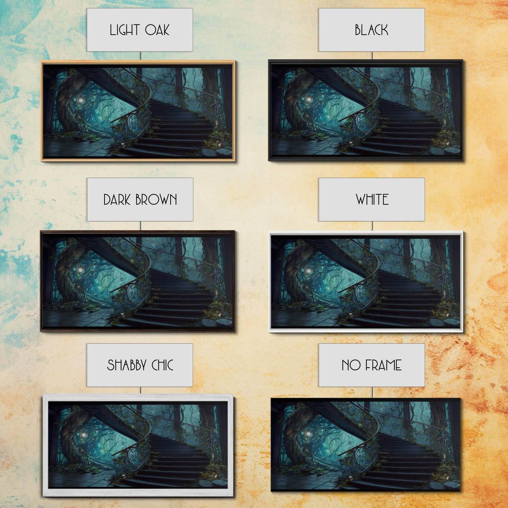 Fantasy Staircase, Framed Canvas Print, Stair Way to Beyond - 10x20 Inches / Gallery Wrap Canvas - Ready To Hang