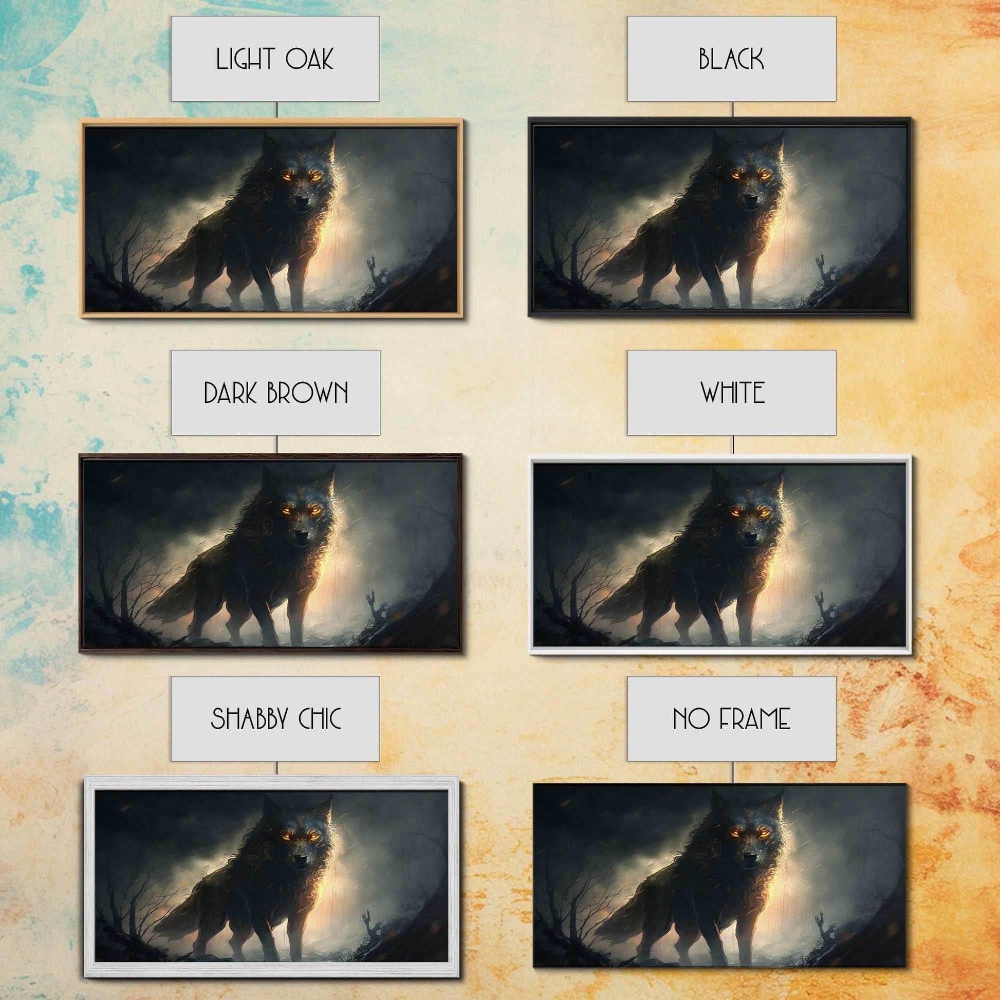 The Great Wolf Fenrir, Framed Canvas Print, Norse Mythology, Fantasy Art - 10x20 Inches / Gallery Wrap Canvas - Ready To Hang