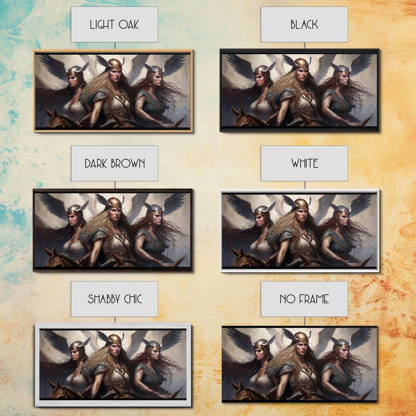 The Valkyries, Norse Mythology, Framed Canvas Print, Norse Fantasy Art - 10x20 Inches / Gallery Wrap Canvas - Ready To Hang