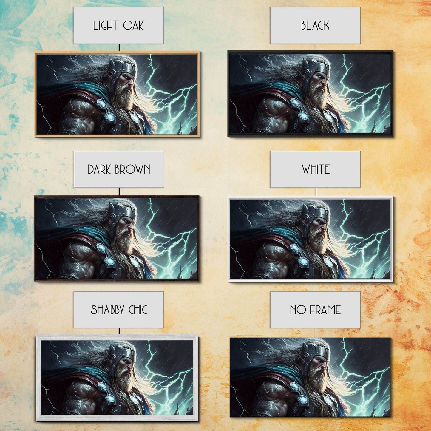 Thor God of Thunder, Framed Canvas Print, Norse Mythology Art, Fantasy Art - 10x20 Inches / Gallery Wrap Canvas - Ready To Hang