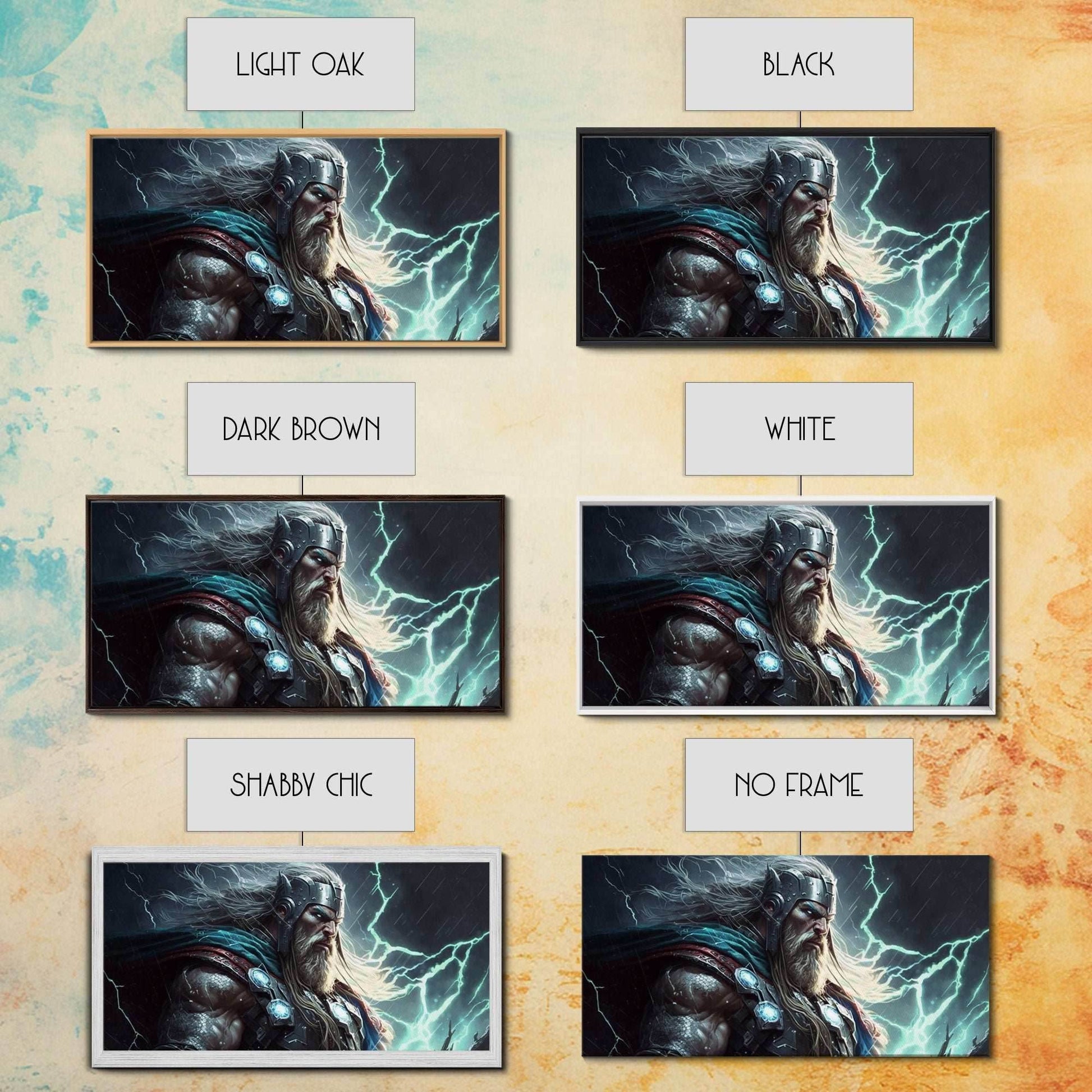 Thor God of Thunder, Framed Canvas Print, Norse Mythology Art, Fantasy Art - 10x20 Inches / Gallery Wrap Canvas - Ready To Hang