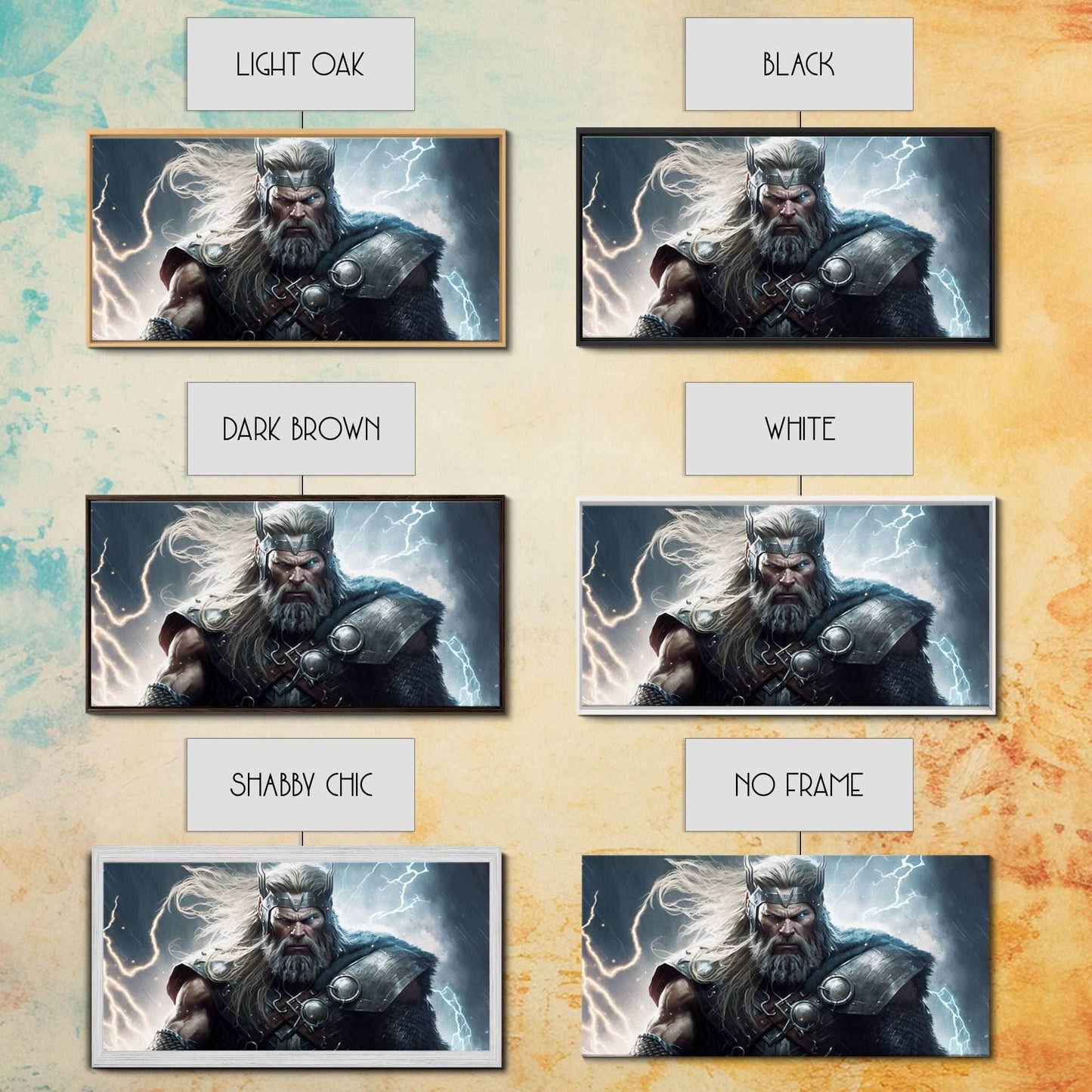 Thor Art, God of Thunder, Framed Canvas Print, Norse Mythology Art, Fantasy Art - 10x20 Inches / Gallery Wrap Canvas - Ready To Hang