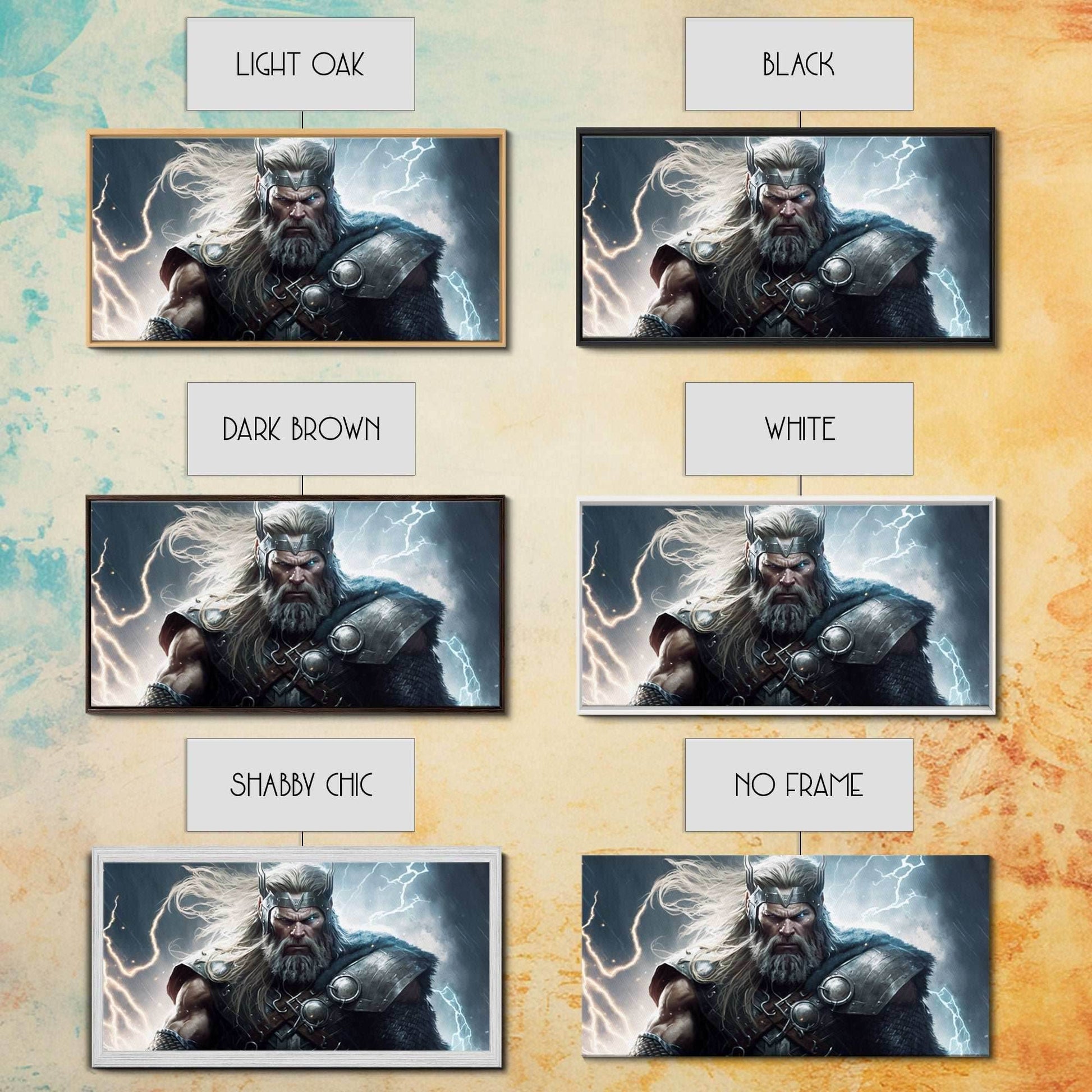 Thor Art, God of Thunder, Framed Canvas Print, Norse Mythology Art, Fantasy Art - 10x20 Inches / Gallery Wrap Canvas - Ready To Hang