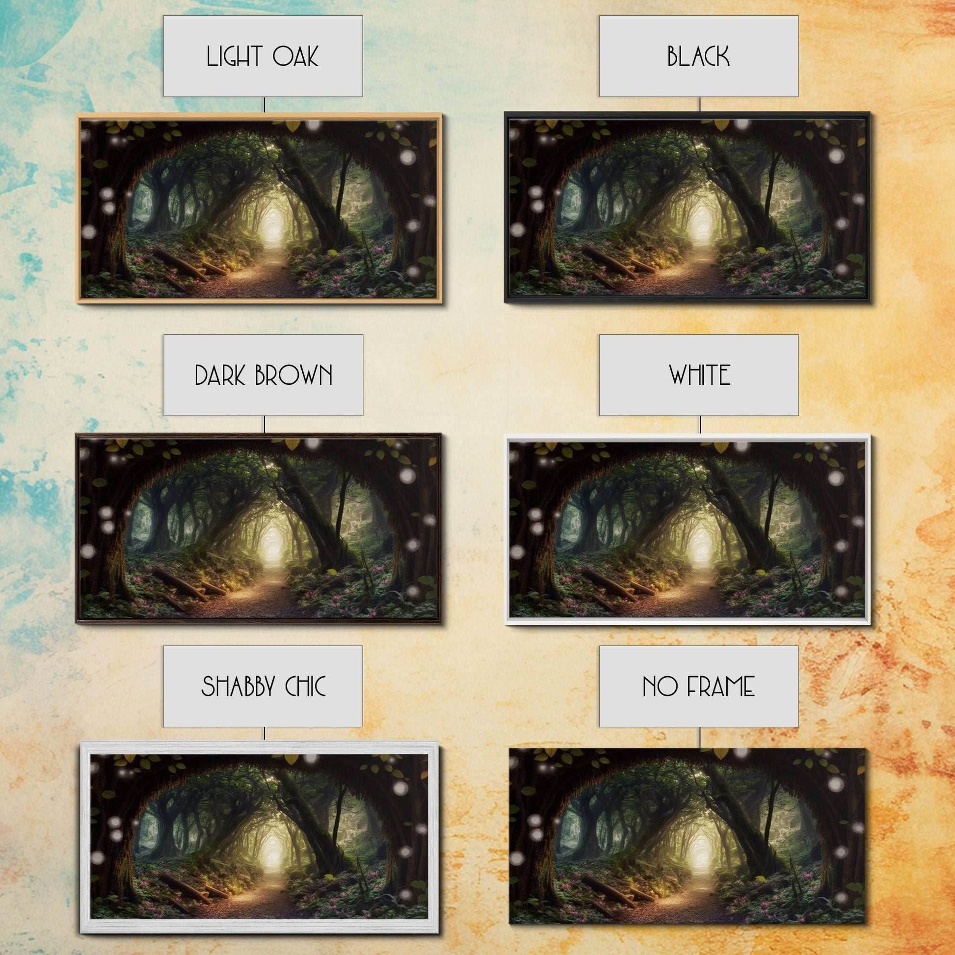 Path Through A Magical Enchanted Fairy Forest, Fantasy Art, Framed Canvas Print, Enchanted Forest Fantasy Art - 10x20 Inches / Gallery Wrap Canvas - Ready To Hang