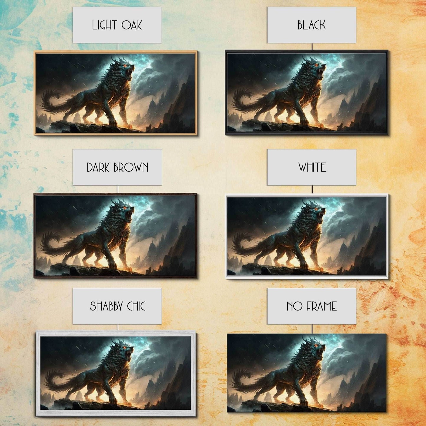 Fenrir, Fenrisúlfr, Norse Mythology, Hróðvitnir, Vánagandr, Vanargand, Fantasy Wolf Art, Nordic Fantasy Art - 10x20 Inches / Gallery Wrap Canvas - Ready To Hang