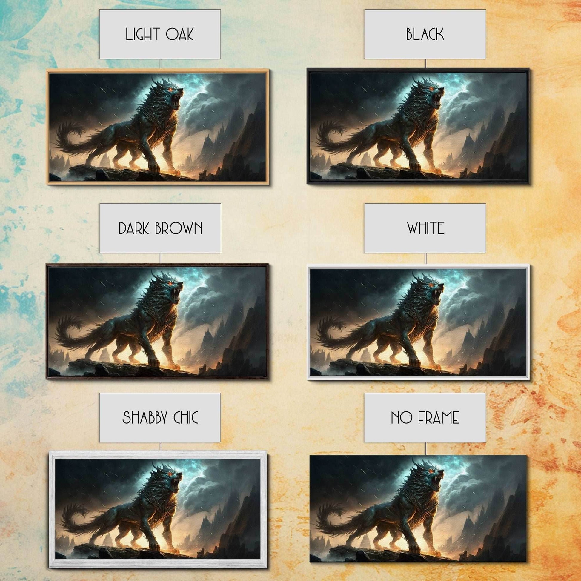 Fenrir, Fenrisúlfr, Norse Mythology, Hróðvitnir, Vánagandr, Vanargand, Fantasy Wolf Art, Nordic Fantasy Art - 10x20 Inches / Gallery Wrap Canvas - Ready To Hang