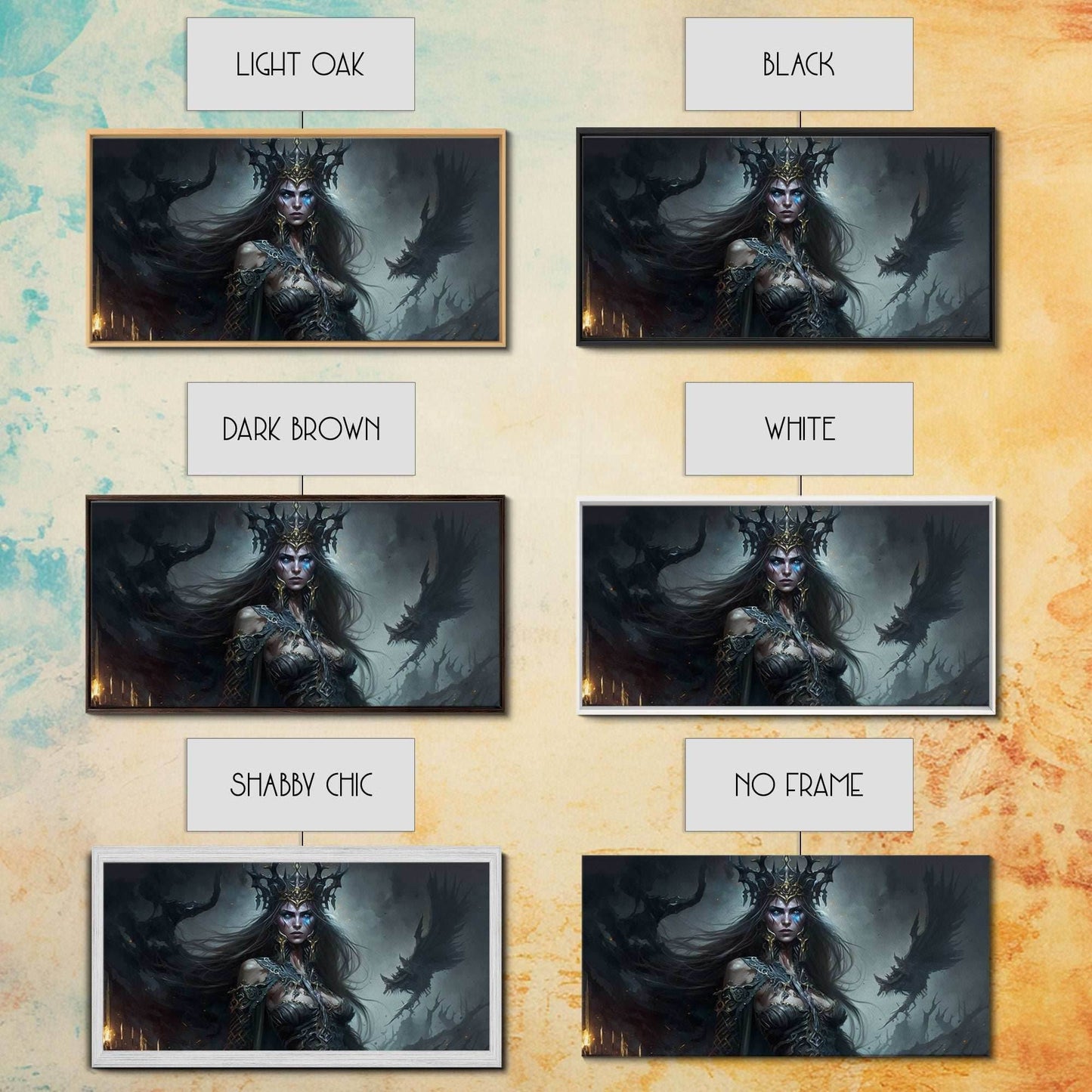 Hel, Goddess of Death, Framed Canvas Print, Norse Mythology Fantasy Art, Framed Canvas Print - 10x20 Inches / Gallery Wrap Canvas - Ready To Hang