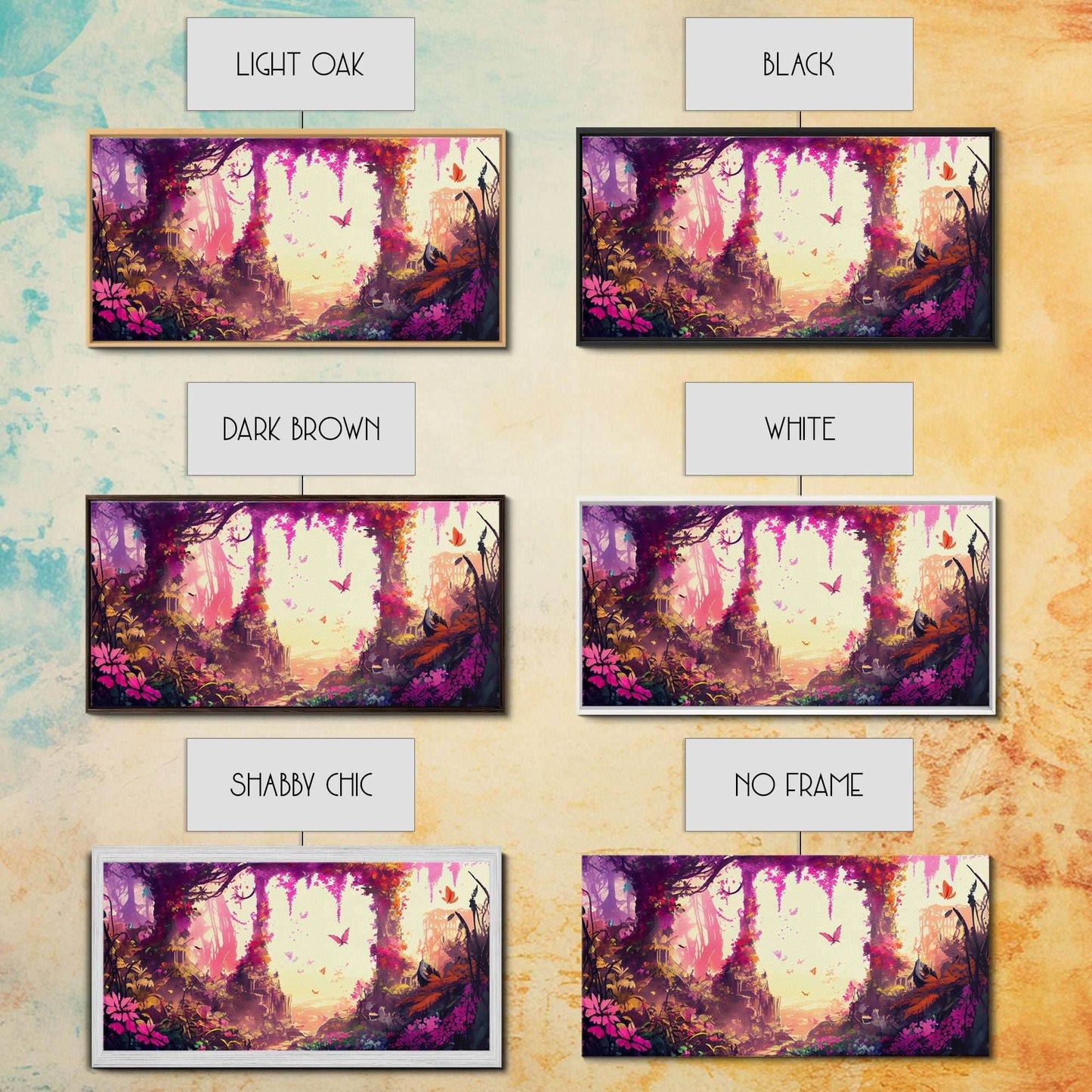 Pink Forest Art | Framed Canvas Print | Framed Art | Fantasy Decor | Magenta / Fuchsia Gift | Large Format Art - 10x20 Inches / Gallery Wrap Canvas - Ready To Hang