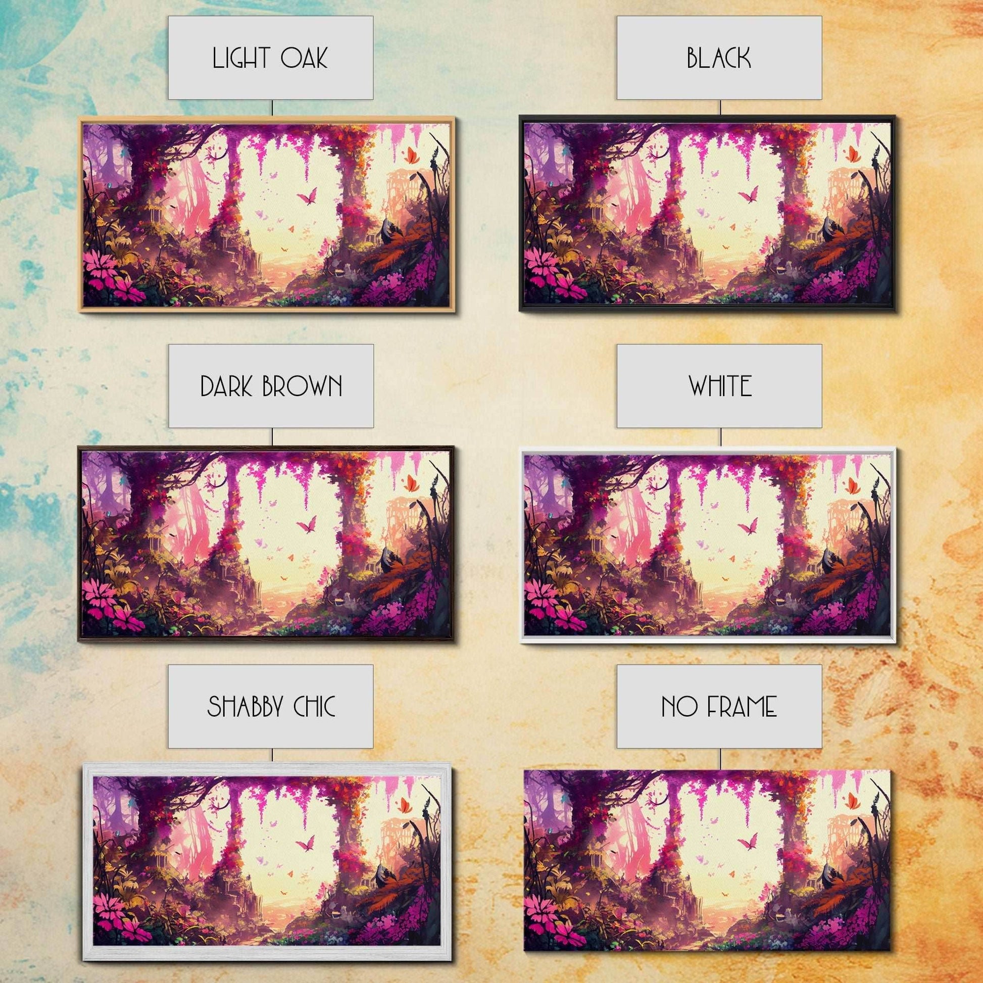 Pink Forest Art | Framed Canvas Print | Framed Art | Fantasy Decor | Magenta / Fuchsia Gift | Large Format Art - 10x20 Inches / Gallery Wrap Canvas - Ready To Hang