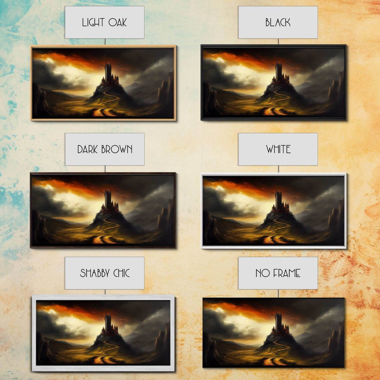 High Fantasy Art, The Dark Castle, Framed Canvas Print, Moonlit Fantasy, Custom Fantasy Art, fantasy art canvas - 10x20 Inches / Gallery Wrap Canvas - Ready To Hang