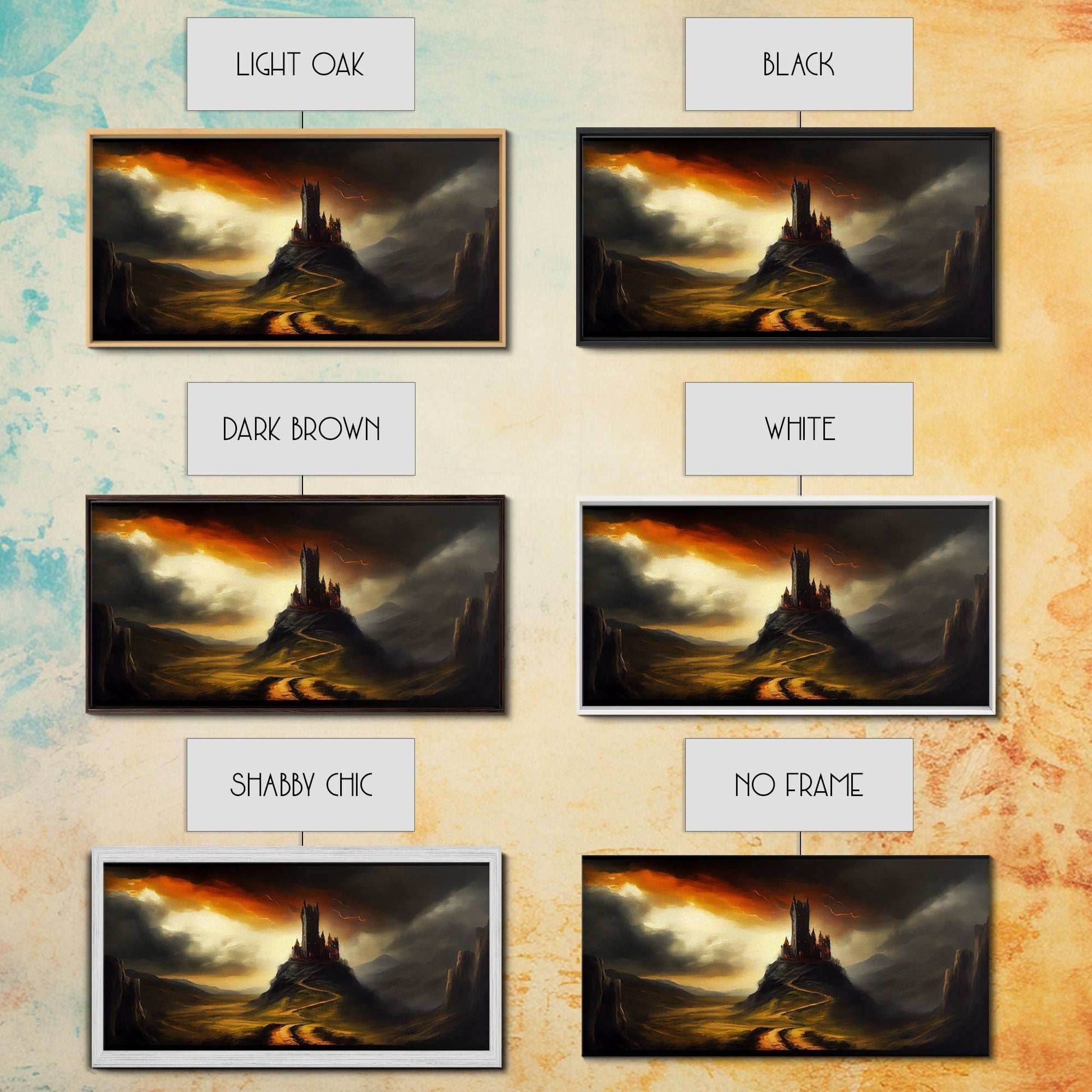 High Fantasy Art, The Dark Castle, Framed Canvas Print, Moonlit Fantasy, Custom Fantasy Art, fantasy art canvas - 10x20 Inches / Gallery Wrap Canvas - Ready To Hang