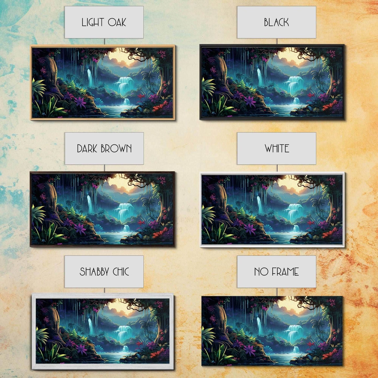 Fantasy Forest Wall Art, Waterfalls, Forest Wall Art, Trees Wall Print, Panoramic Art, Wall Art, Canvas Art, Landscape Art, Gaming Wall Art - 10x20 Inches / Gallery Wrap Canvas - Ready To Hang