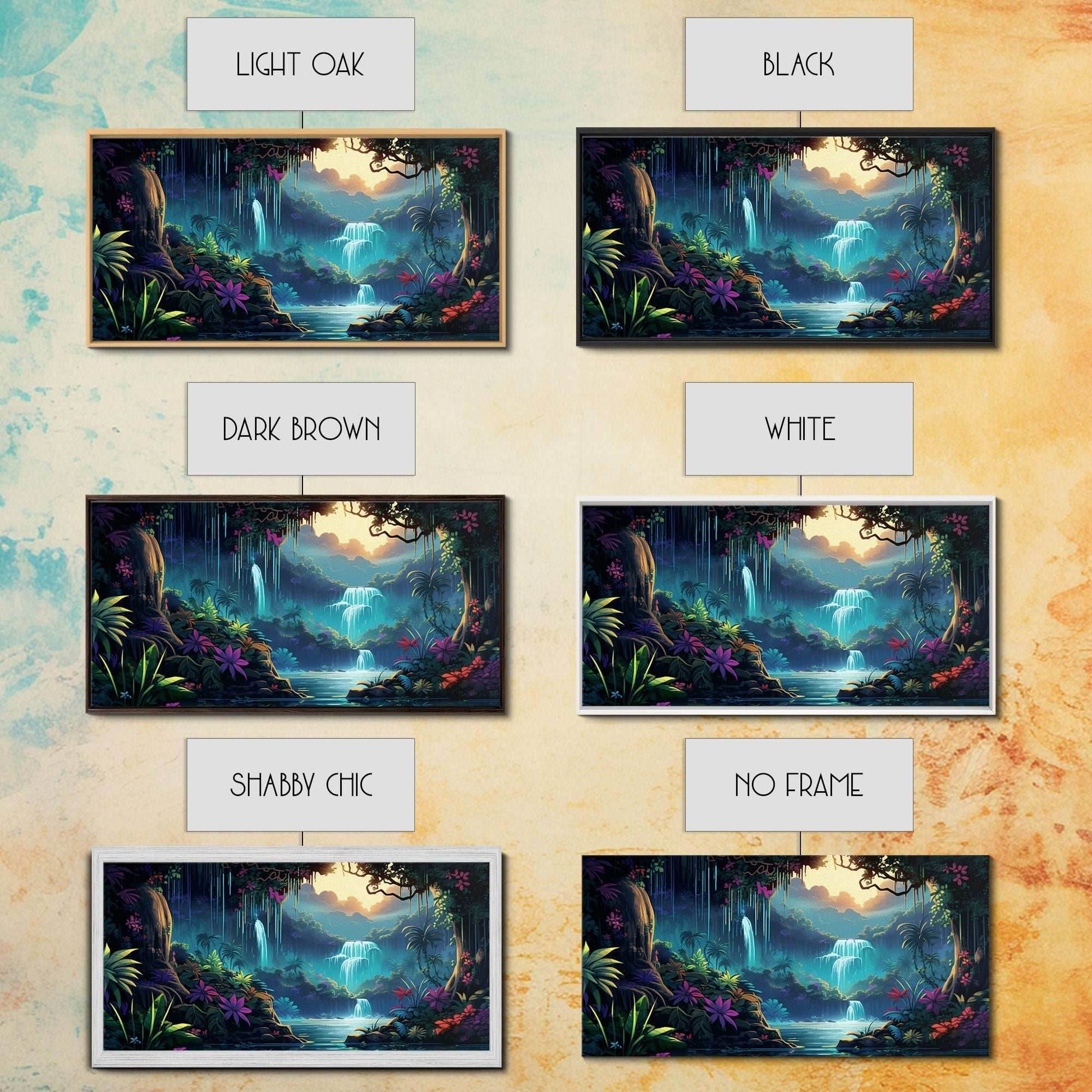 Fantasy Forest Wall Art, Waterfalls, Forest Wall Art, Trees Wall Print, Panoramic Art, Wall Art, Canvas Art, Landscape Art, Gaming Wall Art - 10x20 Inches / Gallery Wrap Canvas - Ready To Hang