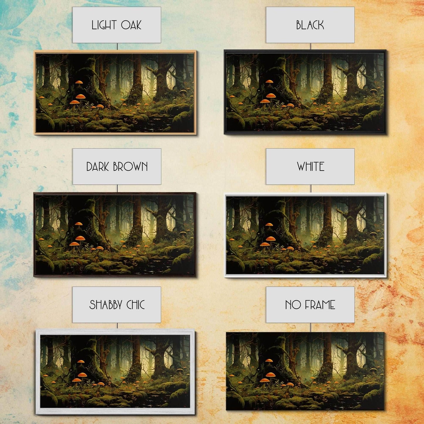 Mushroom Wall Art, Fantasy Forest, Tree Art, Enchanted Forest, Panoramic Art, Wall Art, Canvas Art, Landscape Art, Game Room Decor, Prints - 10x20 Inches / Gallery Wrap Canvas - Ready To Hang