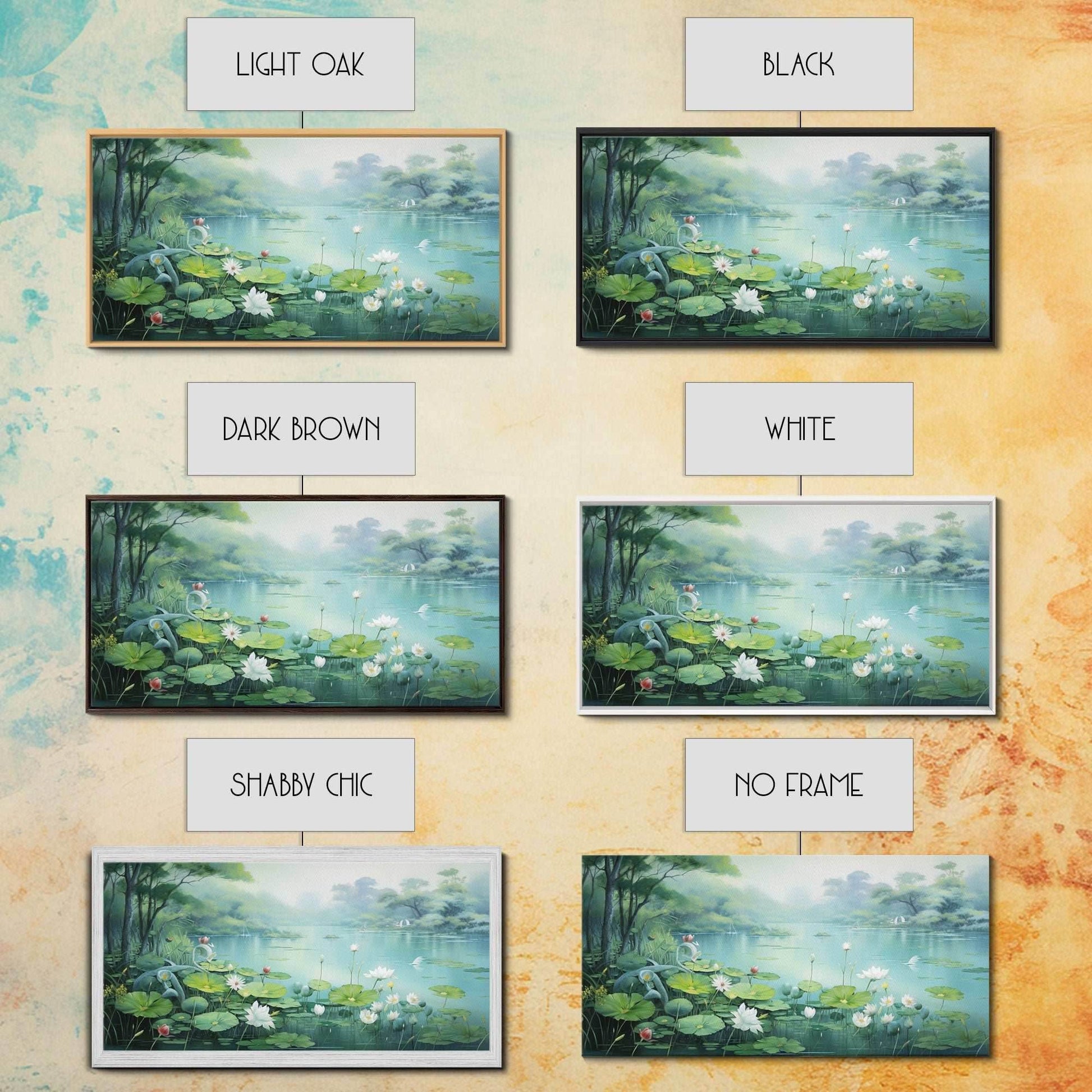 Lake Wall Art, Water Lily Wall Print, Fantasy Art, Panoramic Art, Wall Art, Canvas Art, Landscape Art, Wall Hanging, Client Gift, Ranch Art - 10x20 Inches / Gallery Wrap Canvas - Ready To Hang