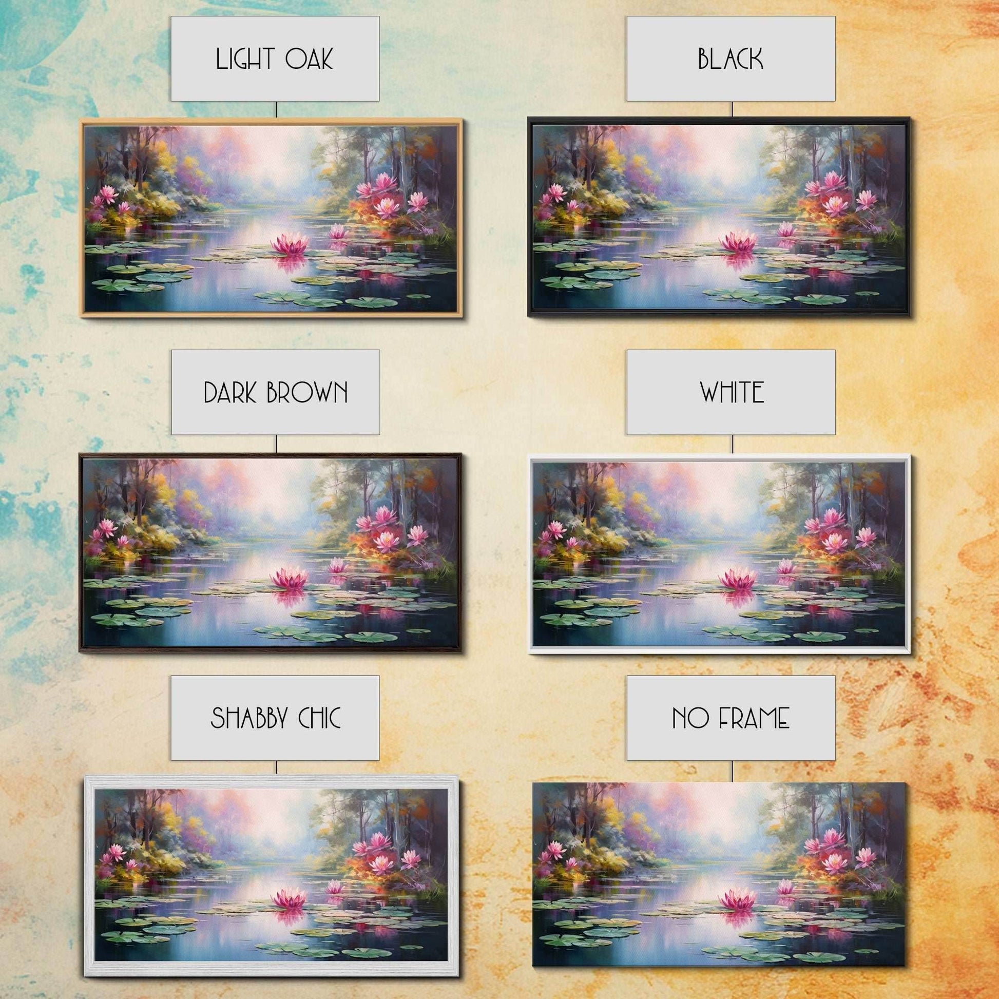 Pond Art, Lake Wall Print, Fantasy Wall Art, Water Lilies Wall Art, Panoramic Art, Wall Art, Canvas Art, Landscape Art, Friendship Gift - 10x20 Inches / Gallery Wrap Canvas - Ready To Hang