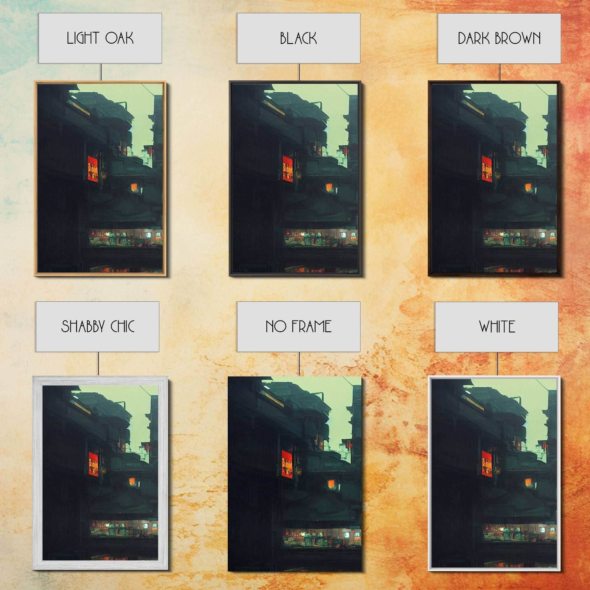 80s Style Cyberpunk Tokyo, Retrofuturism, Dystopian art, 3 piece wall art, 3 piece canvas print - 8x12 In. - 3 Pieces / Stretched Canvas