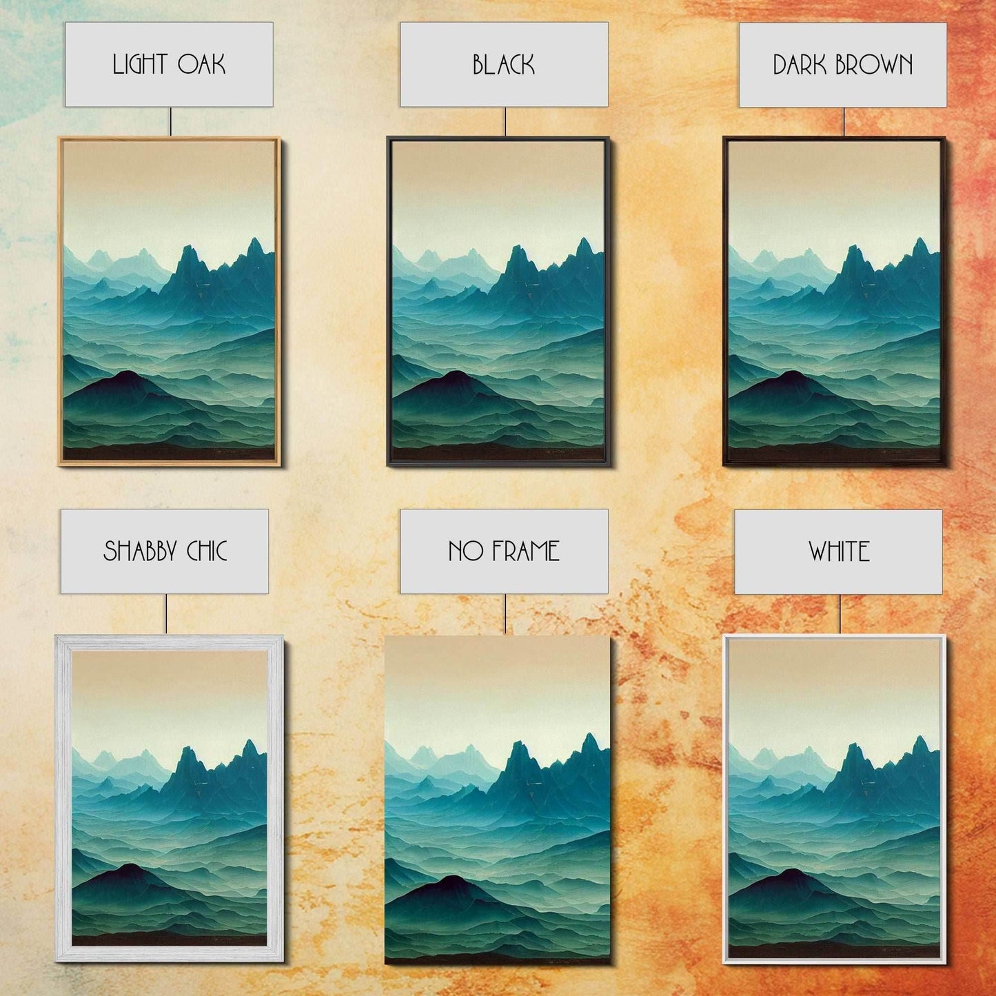 Emerald green rolling hills, fantasy mountains, 3 piece wall art, 3 piece canvas print, cool home wall decor - 8x12 In. - 3 Pieces / Stretched Canvas