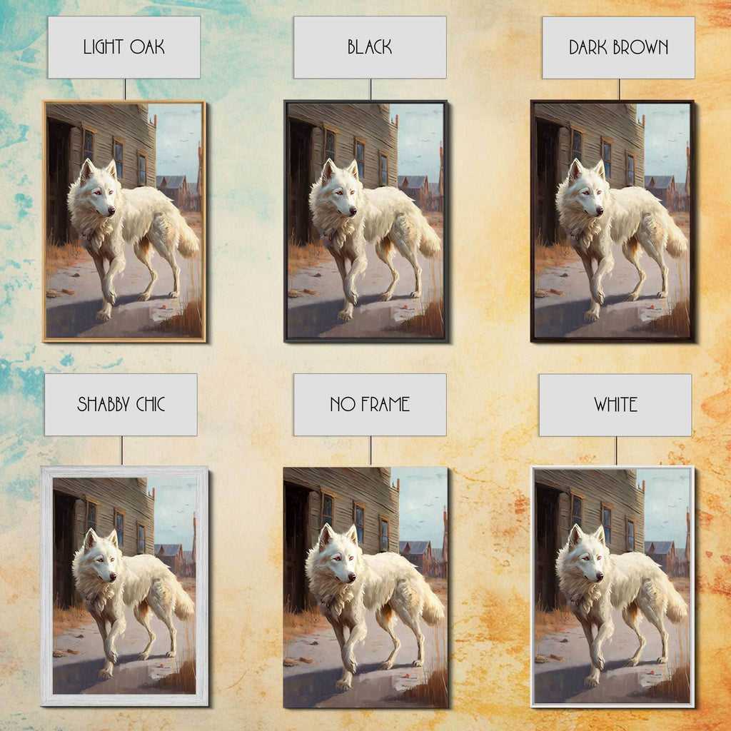 Wildwest Dire Wolf, fantasy art, framed canvas print - 8x12 Inches / Gallery Wrap Canvas - Ready To Hang
