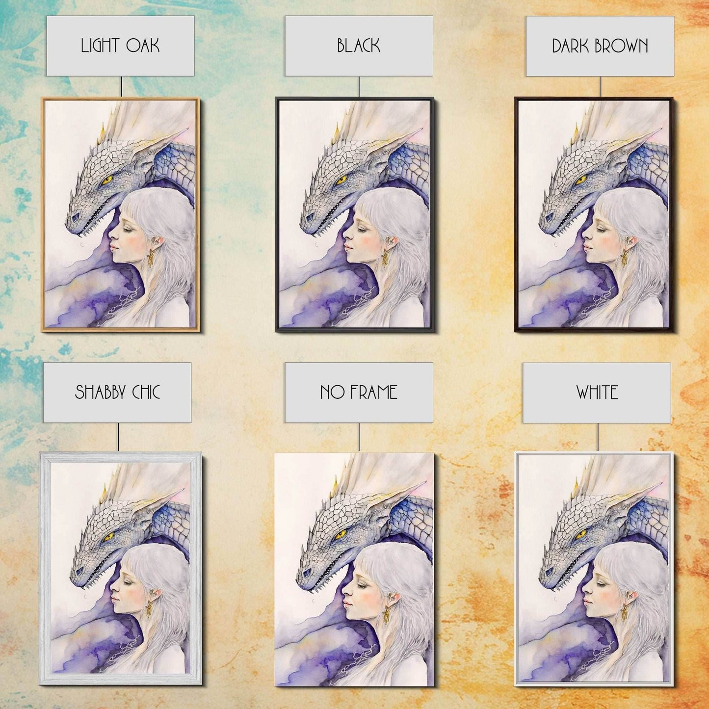 Dragon Painting Canvas Print, Dragon Art, Fantasy Art, Fantasy Painting Wall Art, Girl and Her Dragon, Dragon Girl - 8x12 Inches / Gallery Wrap Canvas - Ready To Hang