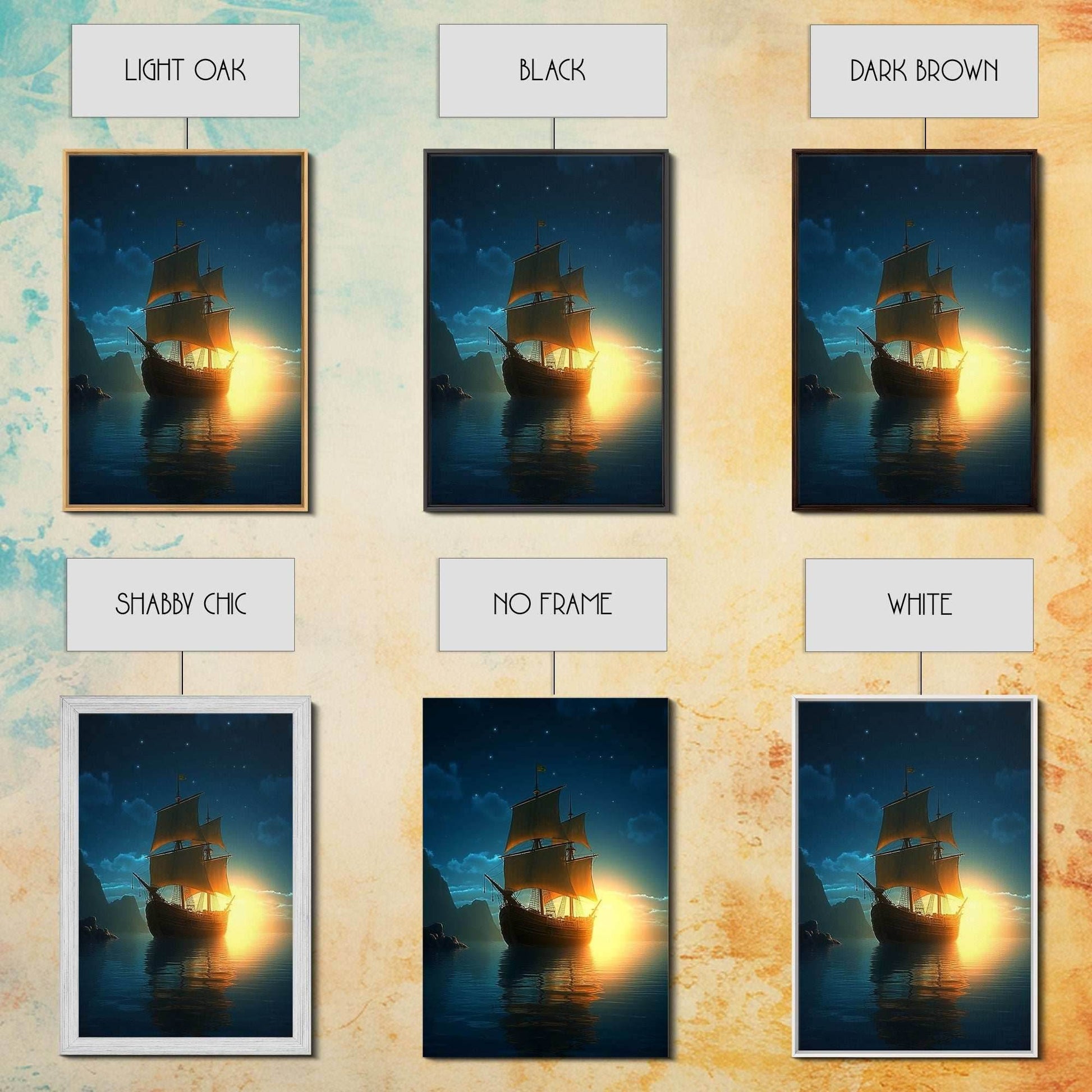 Gothic Pirate Ghost Ship, Framed Canvas Print, Fantasy Wall Art, Wall Decor, Pirate Wal Art, Gift For Him, Kid's Room Art - 8x12 Inches / Gallery Wrap Canvas - Ready To Hang