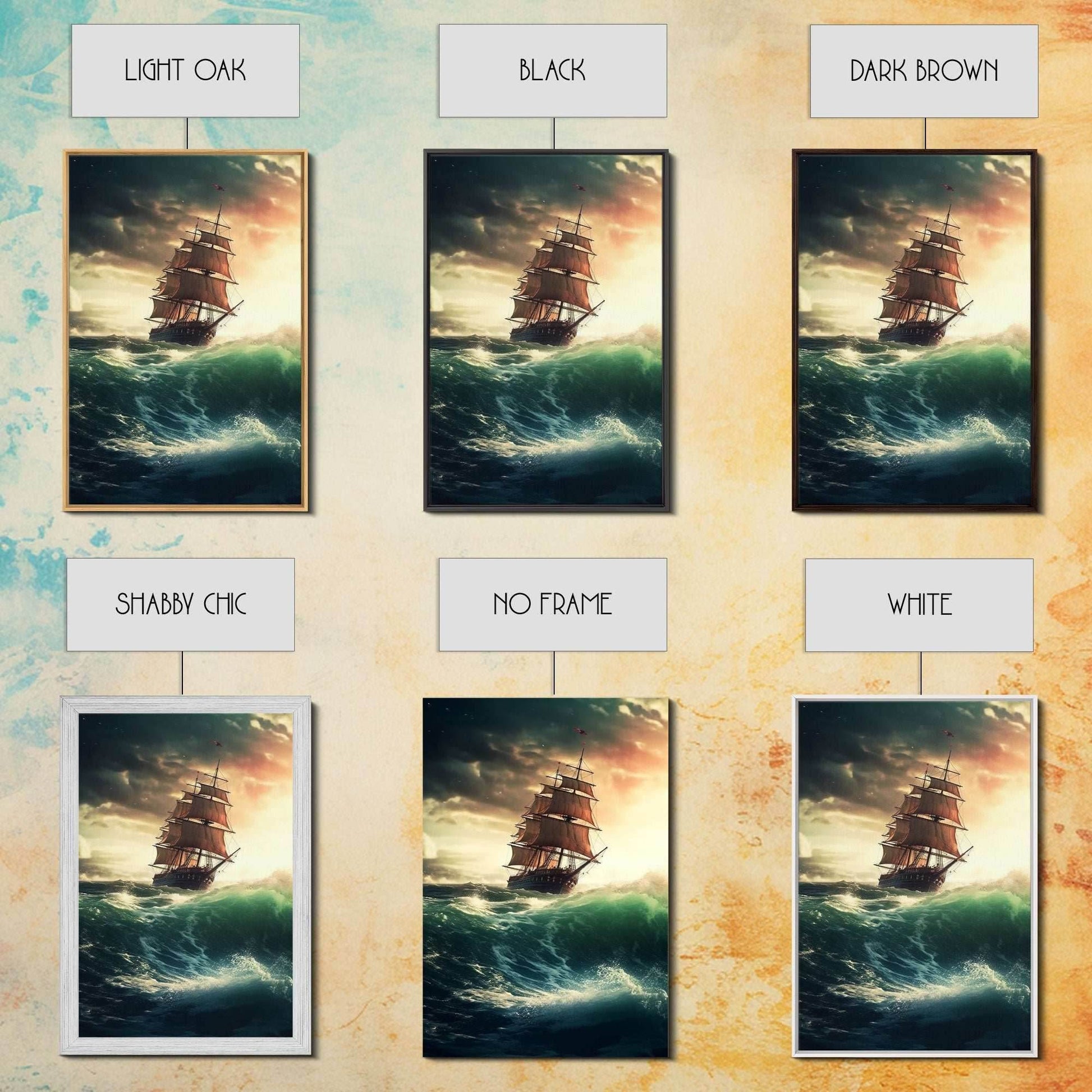 Haunted Pirate Ghost Ship On Rough Seas, Framed Canvas Print, Fantasy Wall Art, Wall Decor, Pirate Wal Art, Gift For Him, Kid's Room - 8x12 Inches / Gallery Wrap Canvas - Ready To Hang