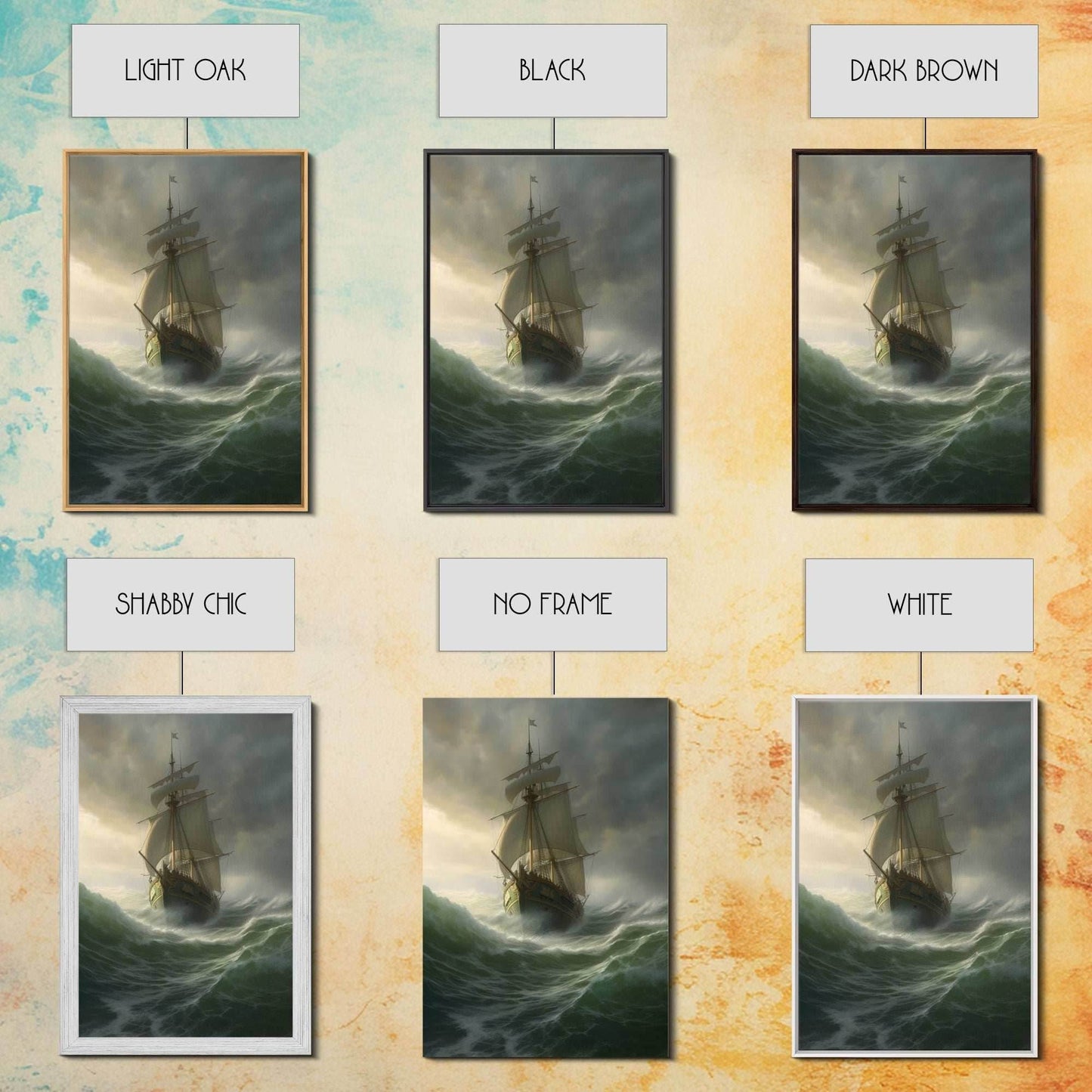 Haunted Pirate Ghost Ship On Rough Seas, Framed Canvas Print, Fantasy Wall Art, Wall Decor, Pirate Wal Art, Gift For Him, Kid's Room - 8x12 Inches / Gallery Wrap Canvas - Ready To Hang