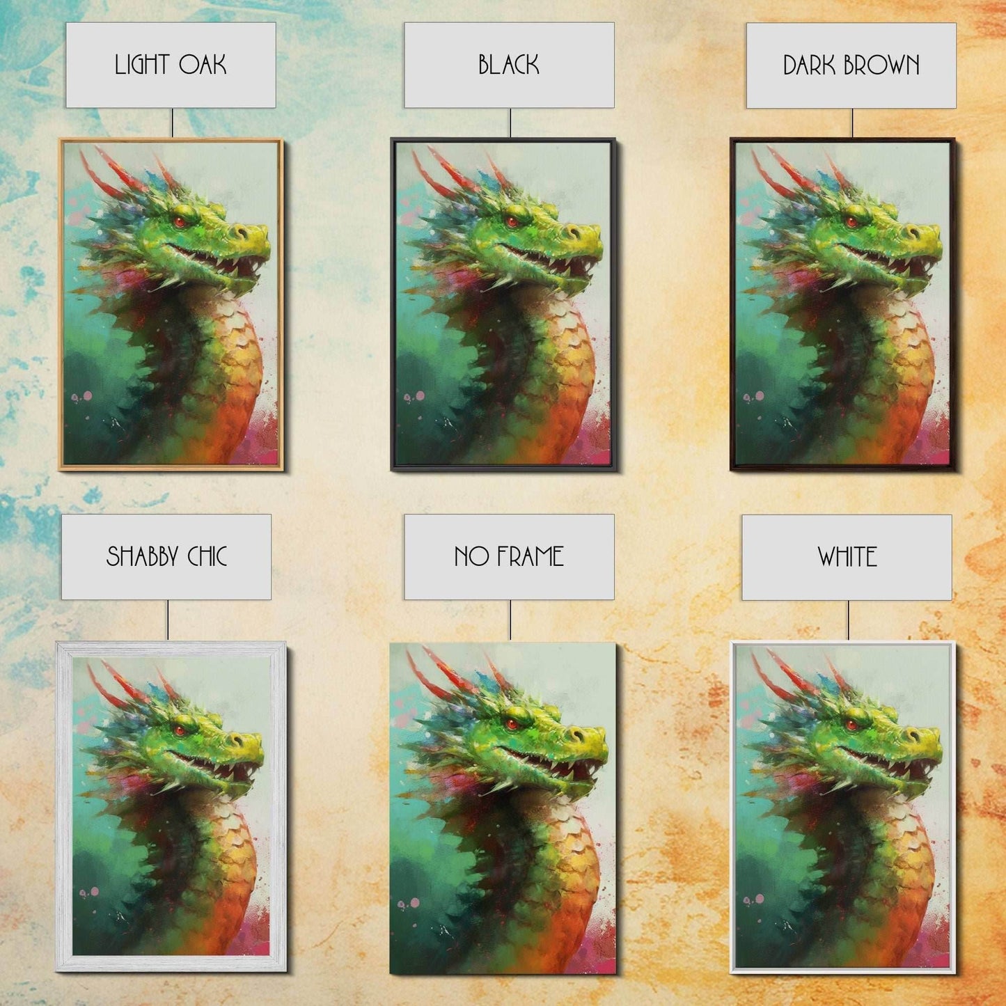 Framed Dragon Print, Watercolor Painting Of A Beautiful Dragon, Canvas Print, Canvas Art, Fantasy Decor - 8x12 Inches / Gallery Wrap Canvas - Ready To Hang