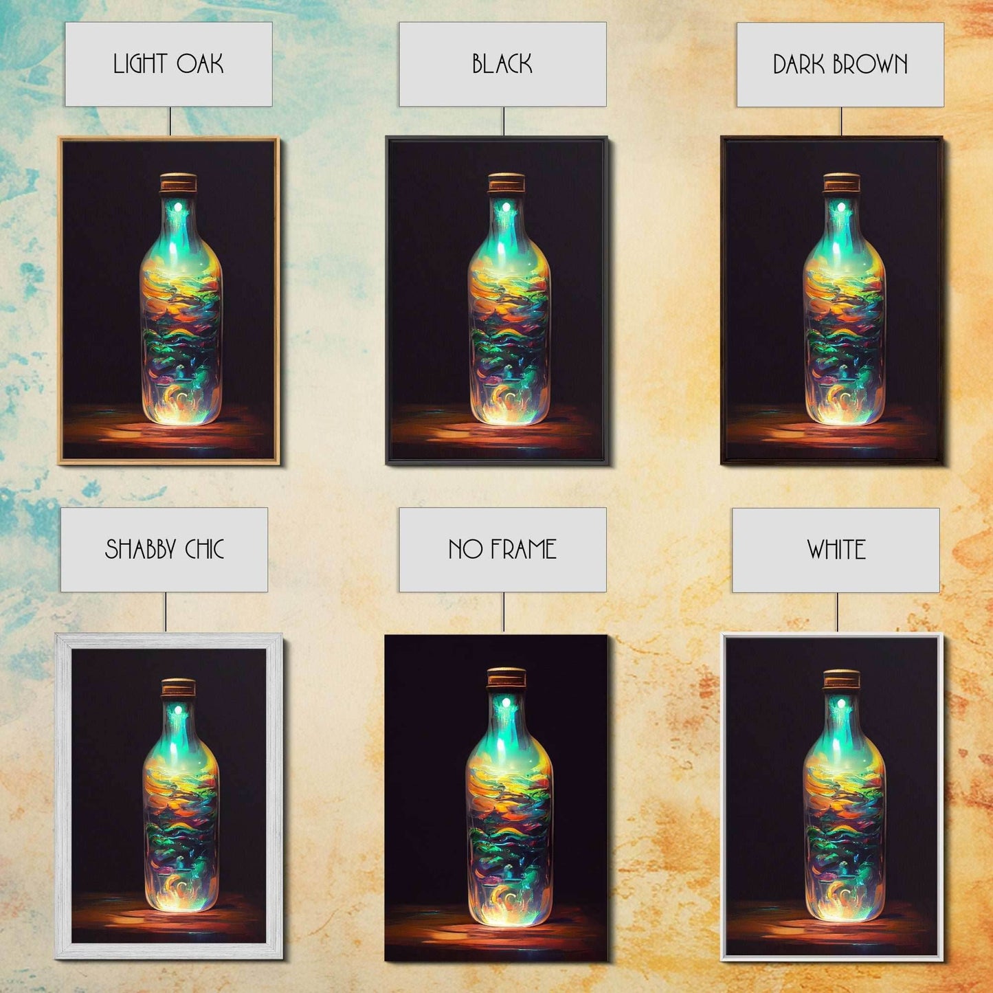 Miniature world in a bottle poster print, high fantasy wall art, magical wall art - 8x12 Inches / Gallery Wrap Canvas - Ready To Hang
