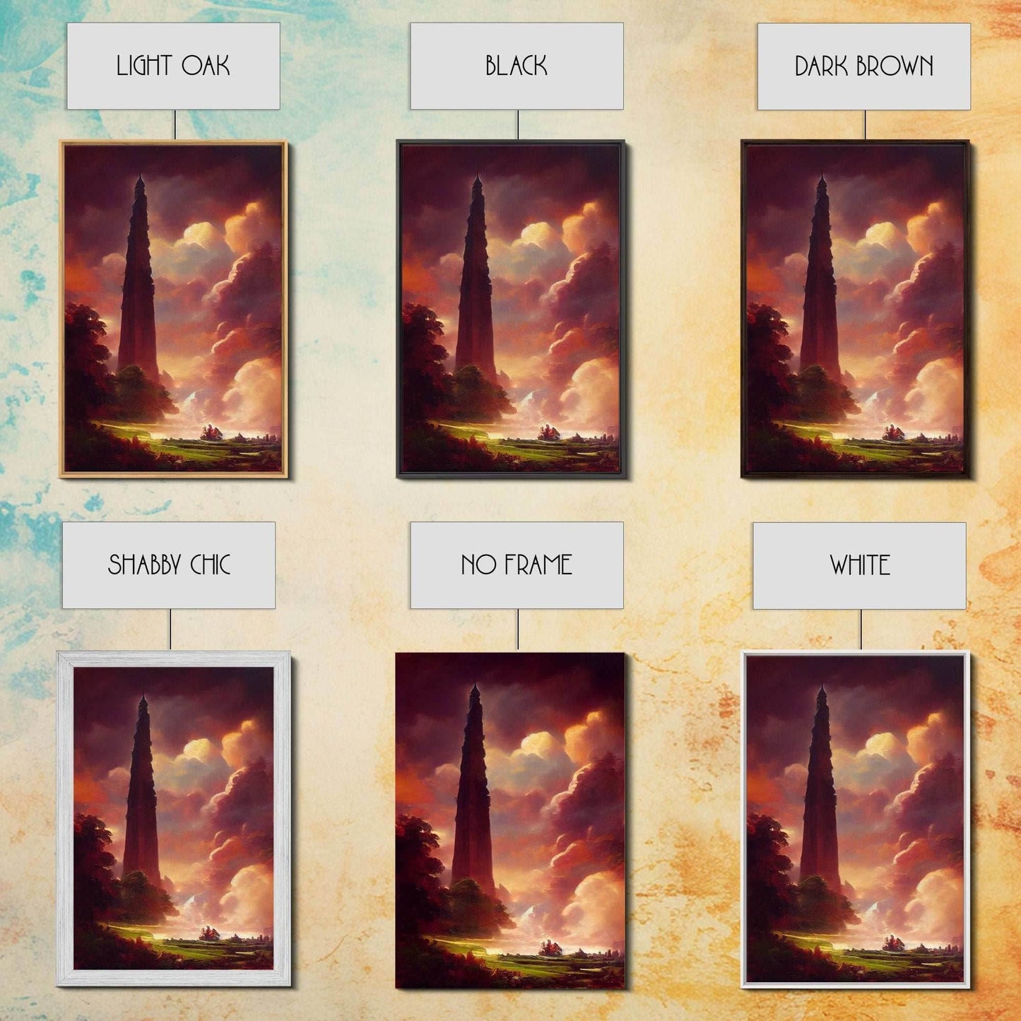 Dark Tower, High Fantasy Art Canvas Print, unique wall art, fantasy concept art - 8x12 Inches / Gallery Wrap Canvas - Ready To Hang