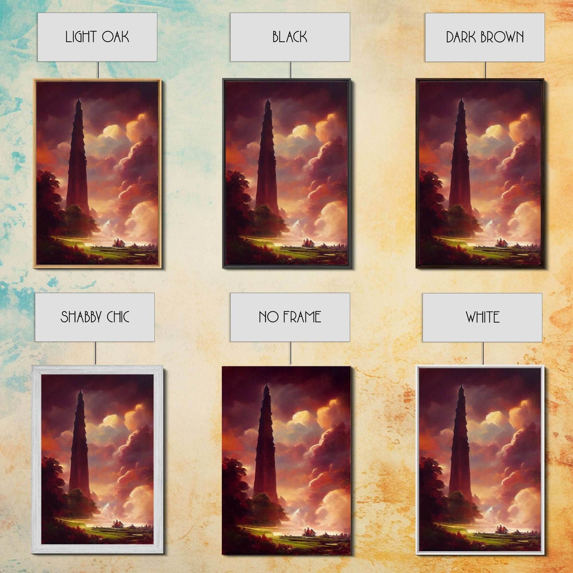 Dark Tower, High Fantasy Art Canvas Print, unique wall art, fantasy concept art - 8x12 Inches / Gallery Wrap Canvas - Ready To Hang