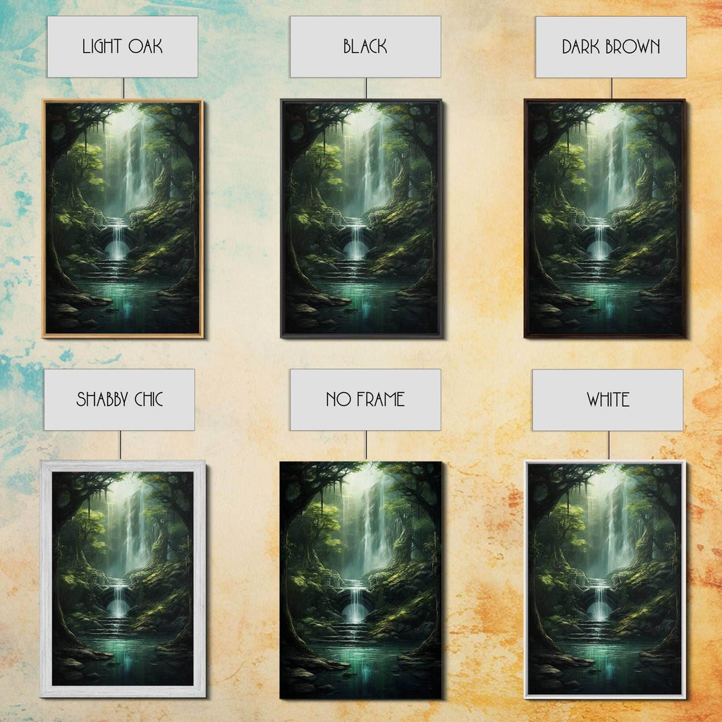 Enchanter Forest, Waterfalls Wall Art, Fantasy Artwork, Canvas Print, Wall Art, Vertical Print, Video Game Art, College Dorm Decor - 8x12 Inches / Gallery Wrap Canvas - Ready To Hang