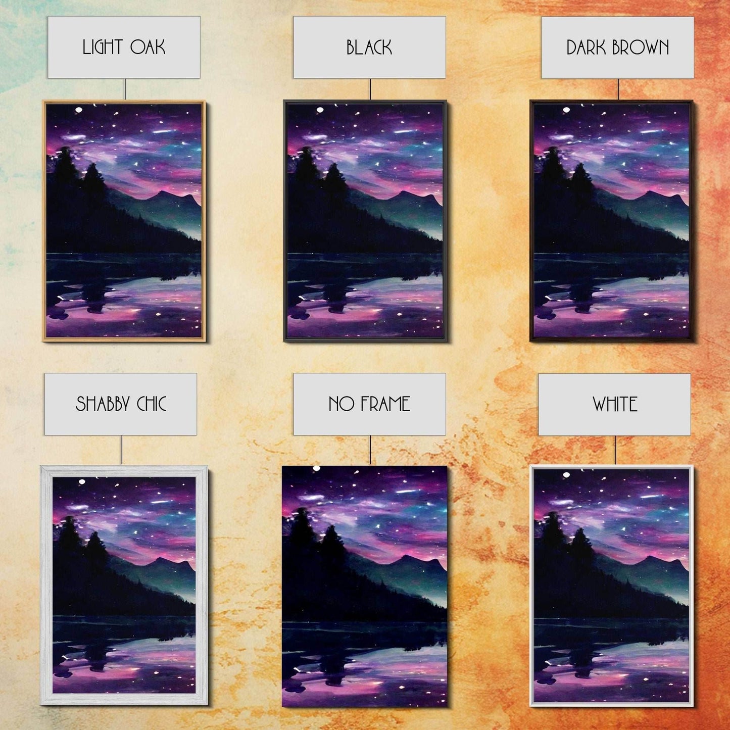 Fantasy Starry Night Magical Forest Landscape, 3 Piece Wall Art, Ready To Hang Canvas Print, Cool Unique Living Room Wall Art Decor - 8x12 In. - 3 Pieces / Stretched Canvas