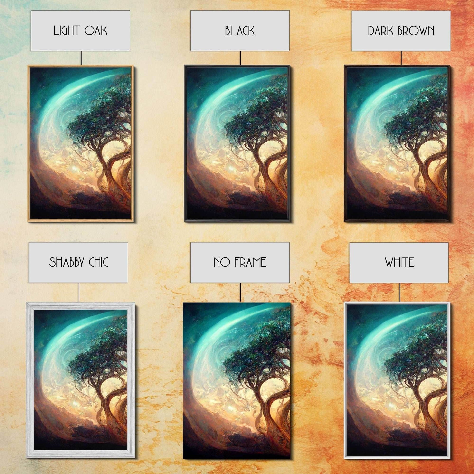 Yggdrasil Tree of Life, Nordic Viking Fantasy Art, Ready To Hang Canvas Print, Cool Living Room Wall Art Decor - 8x12 In. - 3 Pieces / Stretched Canvas