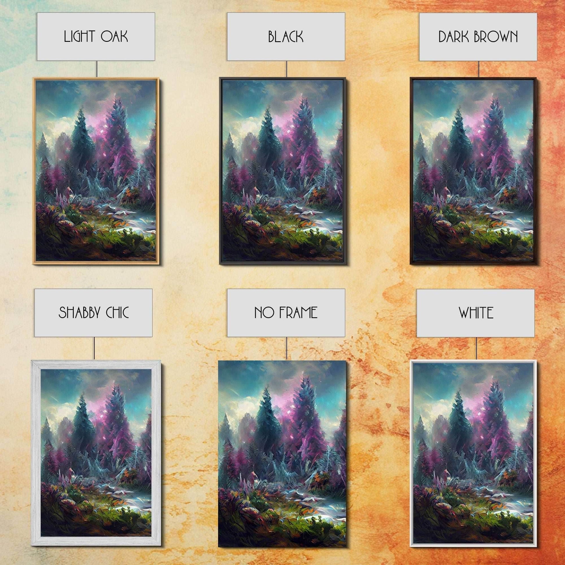 High Fantasy Forest Wall Art, Panoramic Art, Fantasy RPG Concept Art, 3 Piece Wall Art, Ready To Hang Canvas Print - 8x12 In. - 3 Pieces / Stretched Canvas