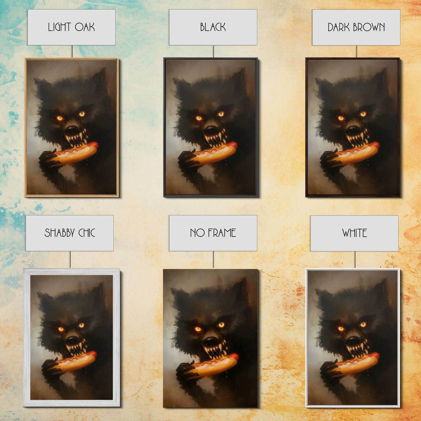 Halloween Werewolf Snarling, Framed Canvas Print, Wall Art, Home Decor, Spooky Art Monster Decor, Halloween Decor, Fantasy Art, Holiday Gift - 8x12 Inches / Gallery Wrap Canvas - Ready To Hang