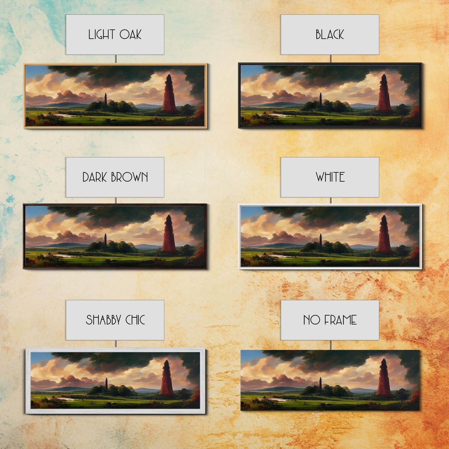 The Dark Tower, Ready To Hang Canvas Print, Panoramic Art, High Fantasy Concept Art - 10x30 Inches / Gallery Wrap Canvas - Ready To Hang