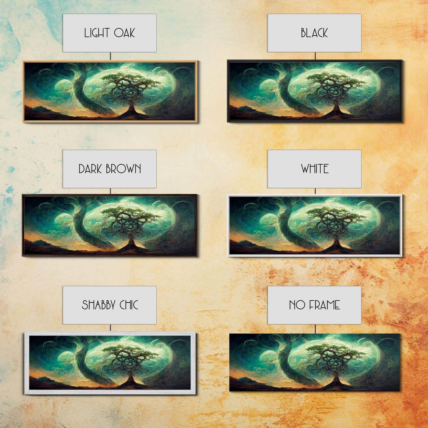 Tree Of Life, Abstract Trees Roots Nature Green Fine Art Print, Wall Art Print, Wall Décor, Wall Poster, Fantasy Art - 10x30 Inches / Gallery Wrap Canvas - Ready To Hang