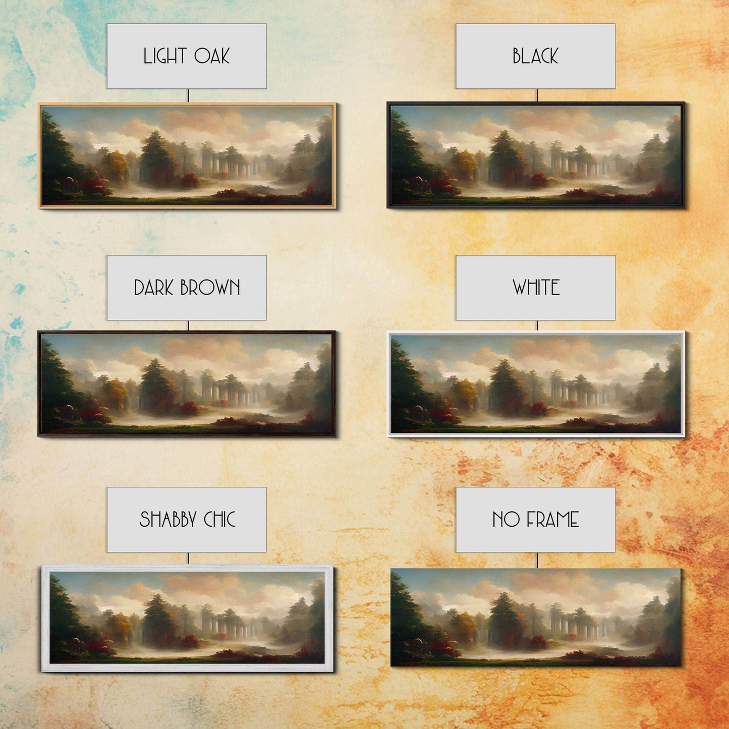 Hazy Forest Fantasy Art, Ready To Hang Canvas Print, Panoramic Art, Fog Covered Forest High Fantasy RPG Concept Art - 10x30 Inches / Gallery Wrap Canvas - Ready To Hang