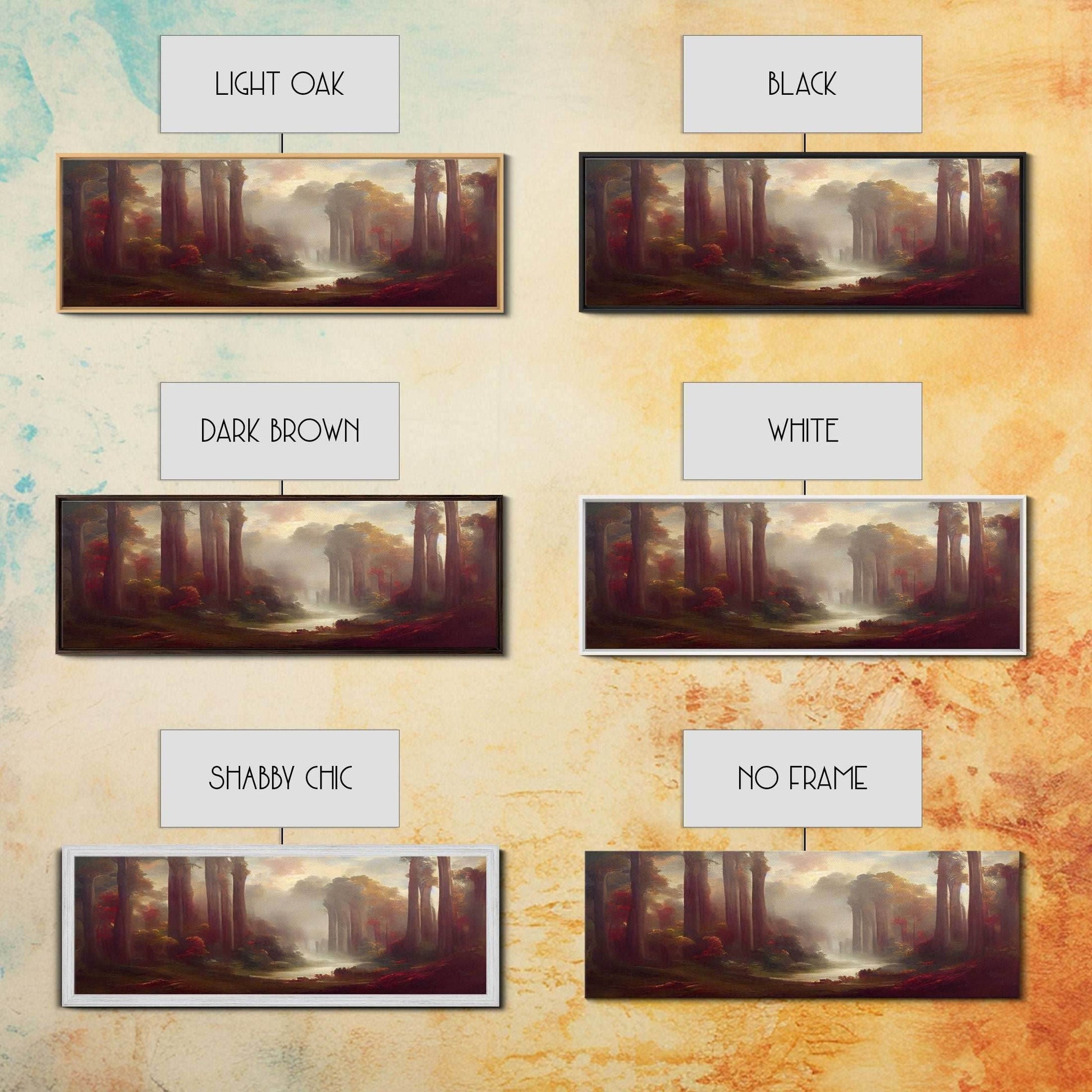 Hazy Forest Fantasy Art, Ready To Hang Canvas Print, Panoramic Art, Fog Covered Forest High Fantasy RPG Concept Art - 10x30 Inches / Gallery Wrap Canvas - Ready To Hang