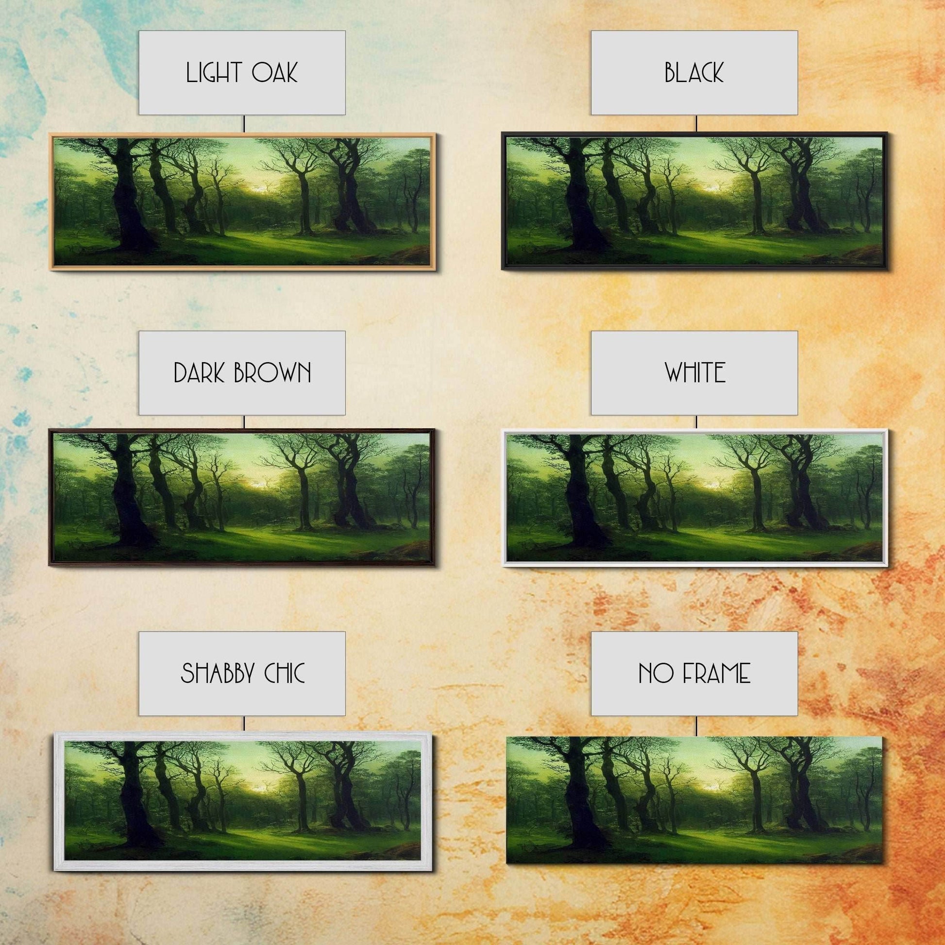 Unique Fantasy Forest Art, Extra Large Wall Art, Framed Panoramic Canvas Print, Framed Wall Art - 10x30 Inches / Gallery Wrap Canvas - Ready To Hang