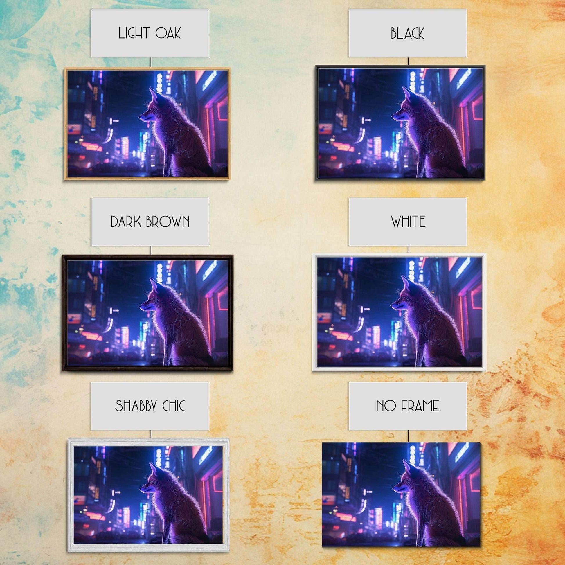 Alley Fox, Cyberpunk city, framed canvas print, urban decay art - 8x12 Inches / Gallery Wrap Canvas - Ready To Hang