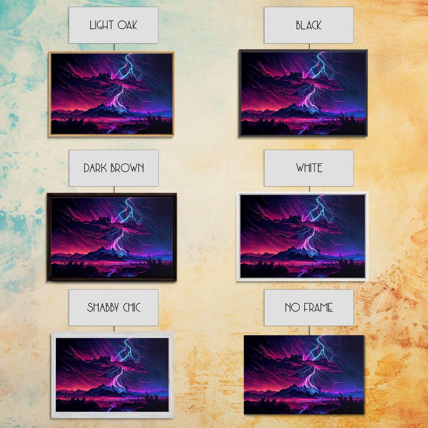 The Thunder Storm, framed canvas print, synthwave style fantasy art - 8x12 Inches / Gallery Wrap Canvas - Ready To Hang