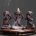 Halloween Skeleton Ceramic Backflow Incense Burner Holder - Eyes Covered