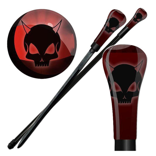 Devil's Skull Elegant Removable Blade Red Walking Sword Cane-0
