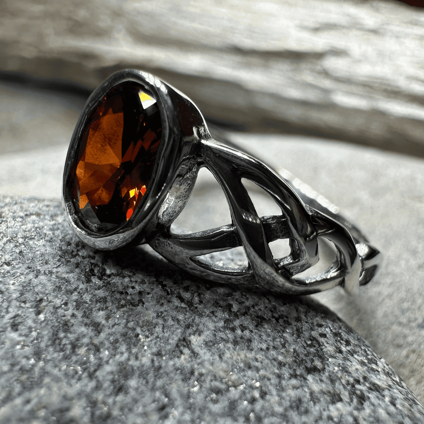 Andie Trinity Knot Ring - 4 / Garnet CZ