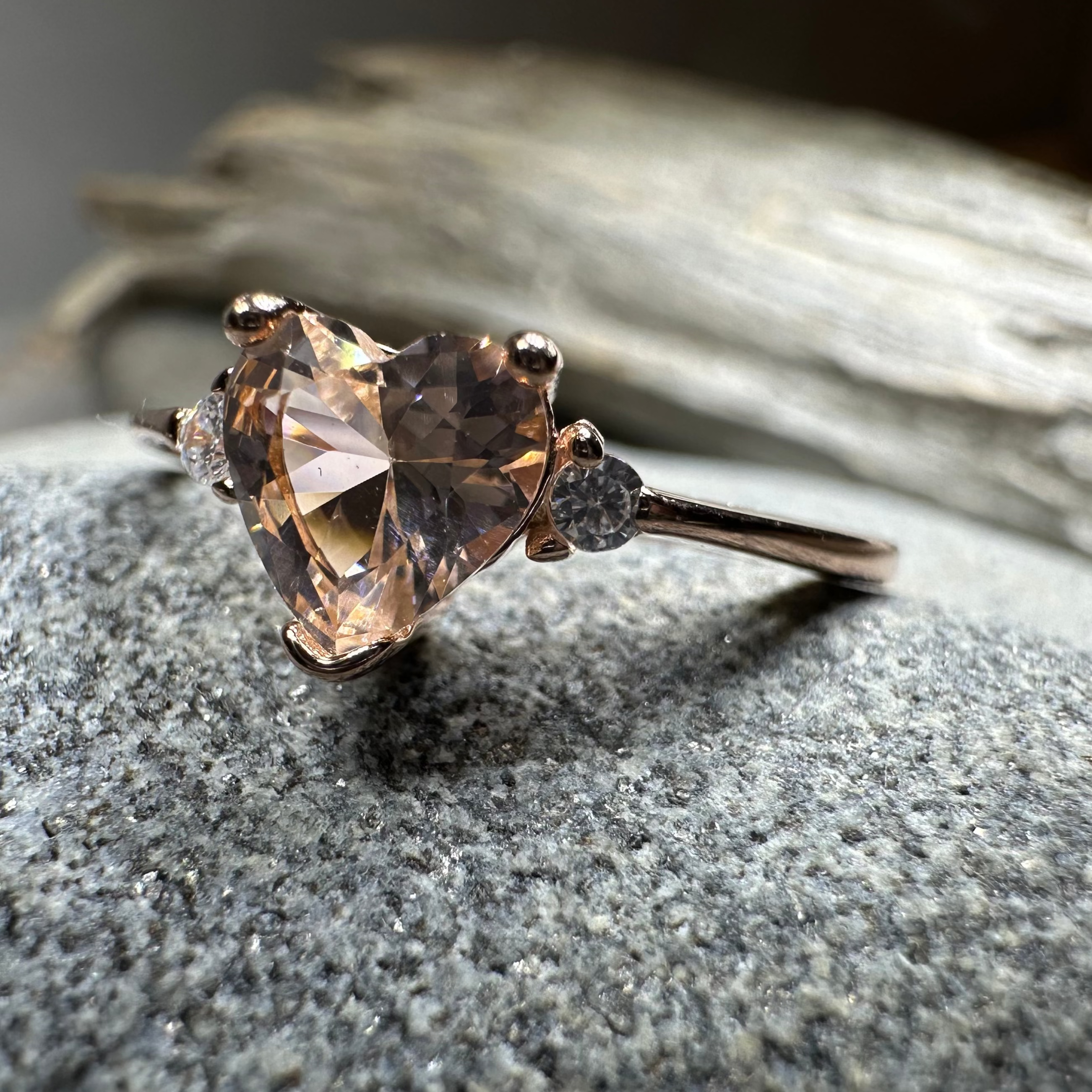 Pink Topaz Heart Ring