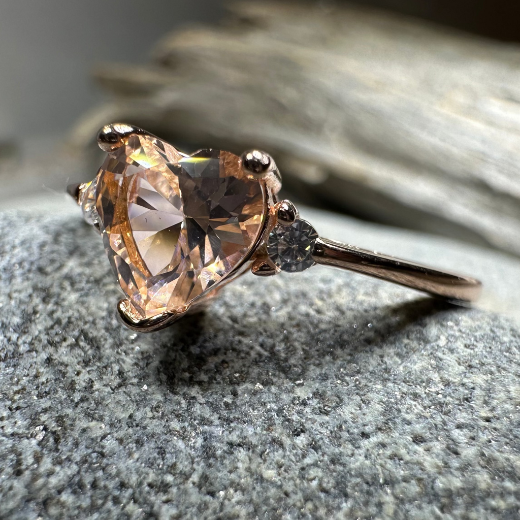 Pink Topaz Heart Ring