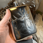 Roaring Stag Pewter Hip Flask - 